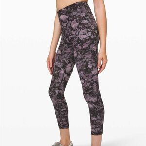 Lululemon Align Pant II 25" Leggings in Floral Illusion Ice Grey Purple